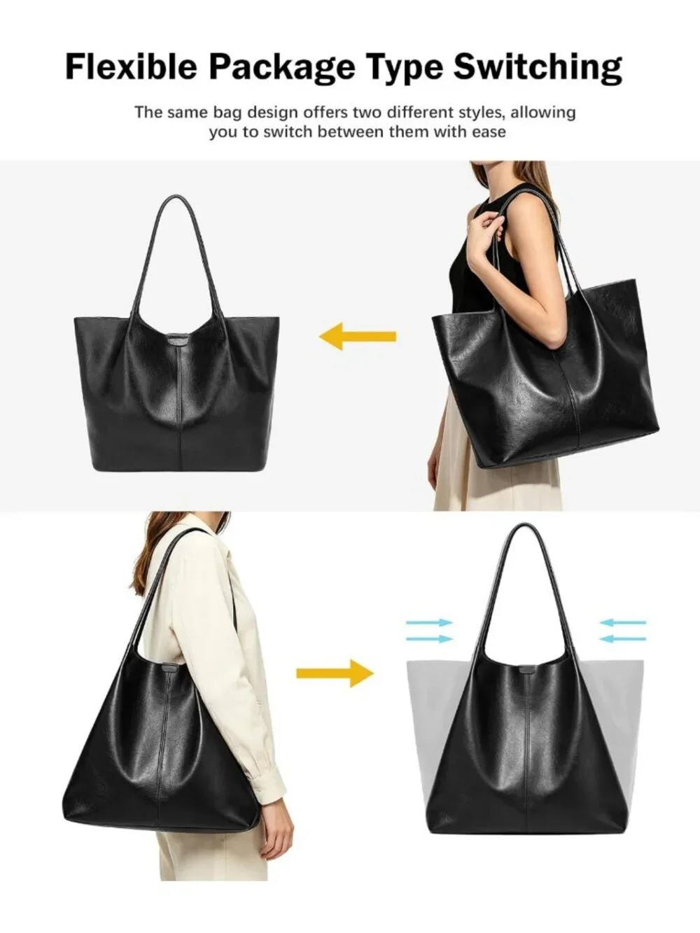 Large Capacity Soft Leather Tote Bag for Women - Multi-Use Purse for Work